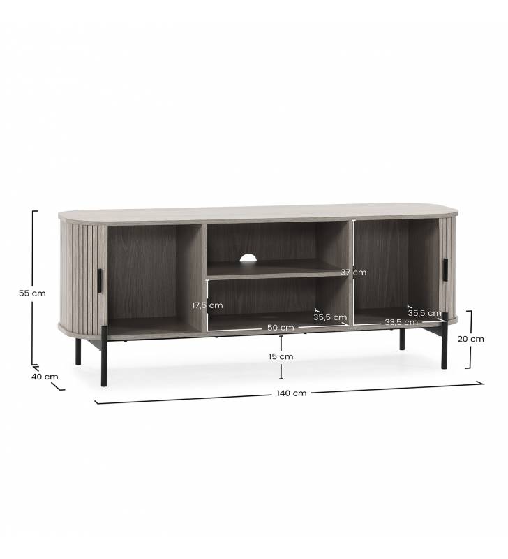 Mueble TV Puertas Correderas Roble Carolina Top Mueble Dimensiones
