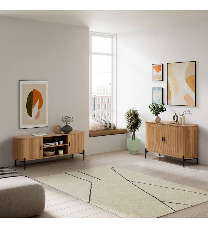 Conjunto Aparador y Mueble TV 140 cm Roble Carolina Top Mueble Ambiente