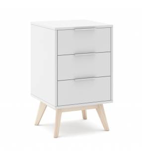 Mesita de noche Blanca 3 Cajones White Top Mueble