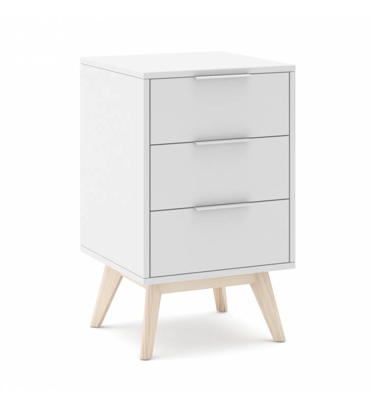Mesita de noche Blanca 3 Cajones White Top Mueble