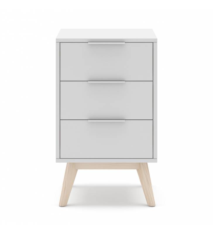 Mesita de noche Blanca 3 Cajones White Top Mueble 3