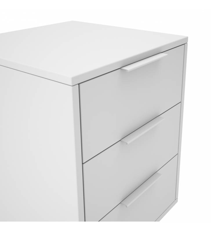 Mesita de noche Blanca 3 Cajones White Top Mueble Detalle