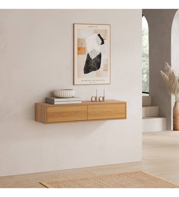 Consola Flotante Recibidor Roble Auran Top Mueble Ambiente