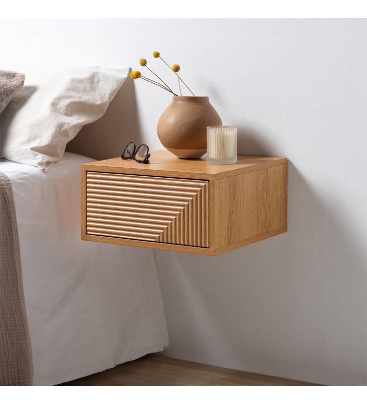 Mesita de Noche Flotante Roble Louise Top Mueble Ambiente