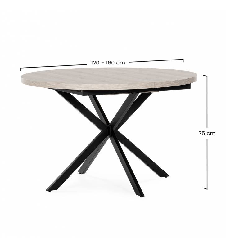 Mesa Redonda Extensible Roble Danielle Top Mueble Dimensiones