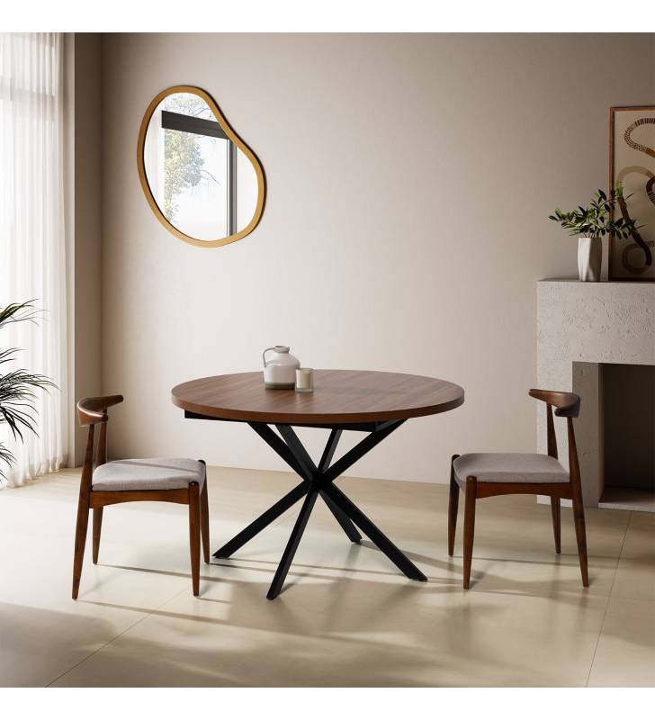 Mesa Redonda Extensible Nogal Danielle Top Mueble Ambiente