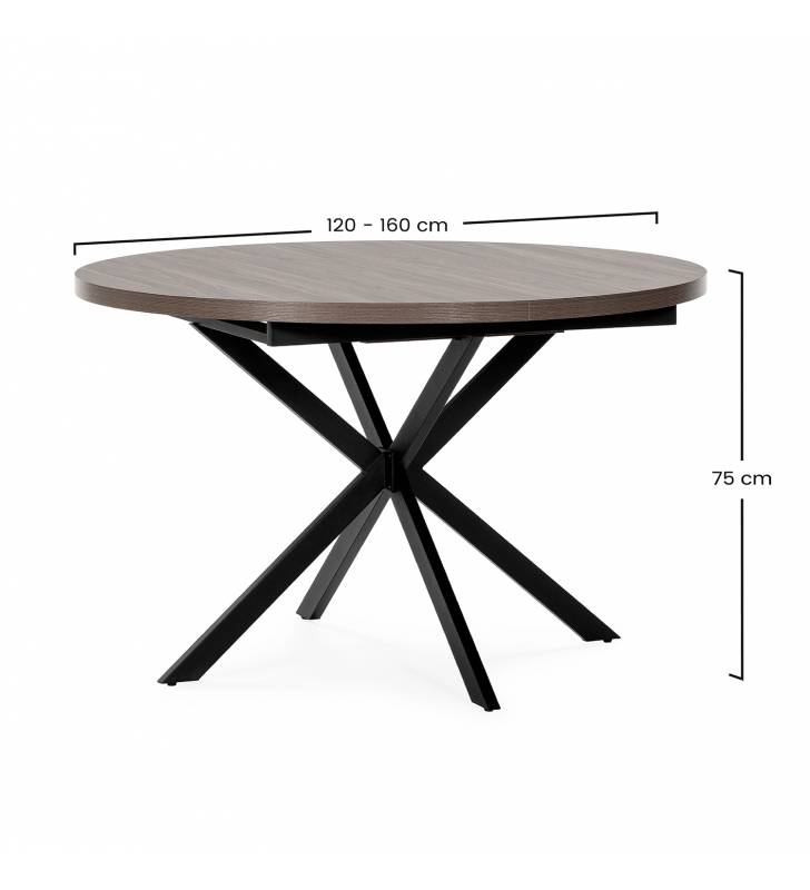 Mesa Redonda Extensible Nogal Danielle Top Mueble Dimensiones