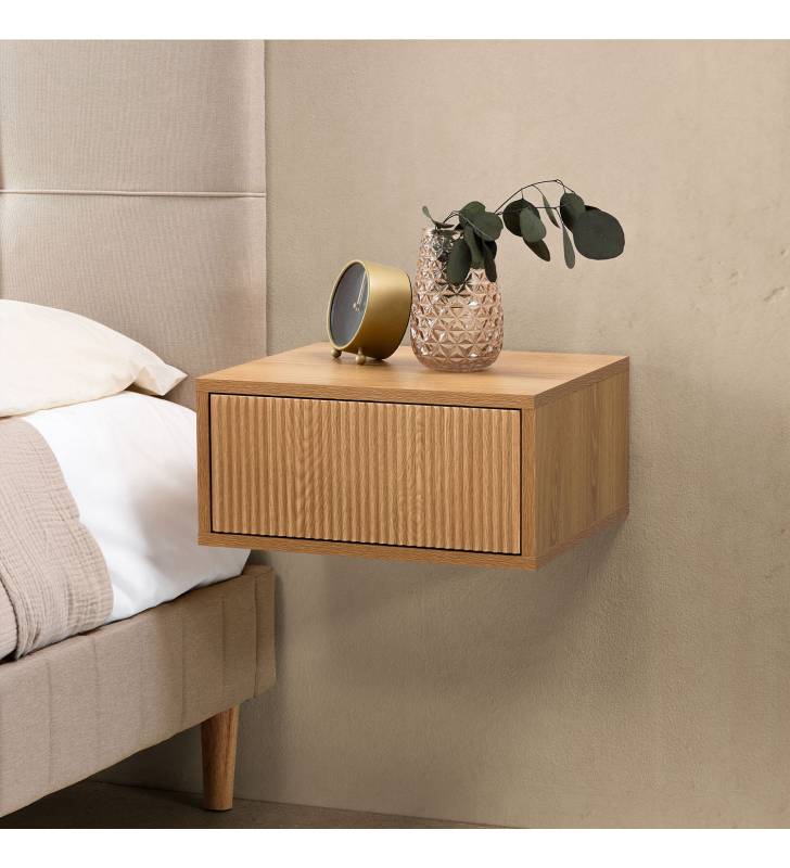 Mesita de Noche Flotante Roble Eleanor Top Mueble Ambiente