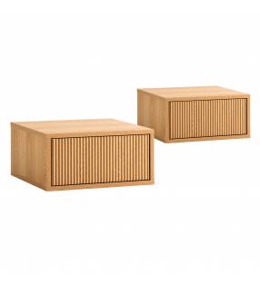Pack 2 Mesitas de Noche Flotantes Roble Eleanor Top Mueble