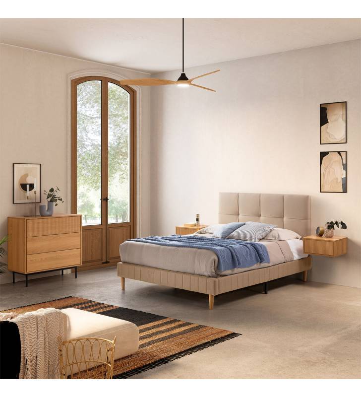 Conjunto Mesitas y Cómoda Roble Eleanor Top Mueble Ambiente