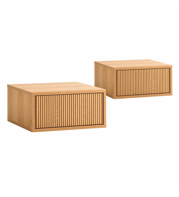 Pack 2 Mesitas de Noche Flotantes Roble Eleanor Top Mueble