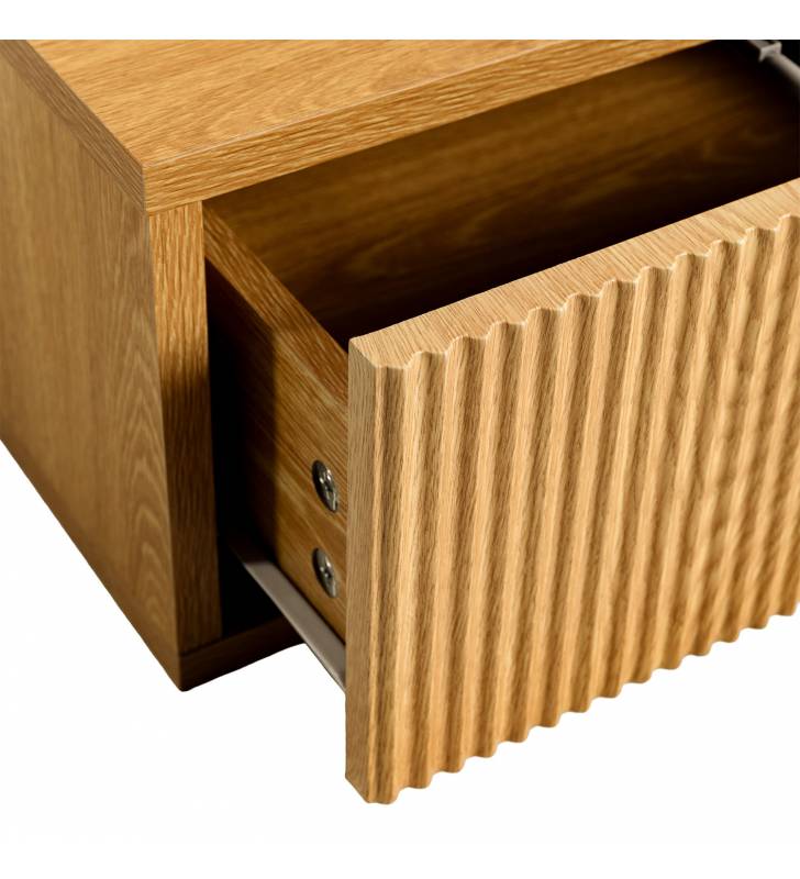 Mesita de Noche Flotante Roble Eleanor Top Mueble Detalle