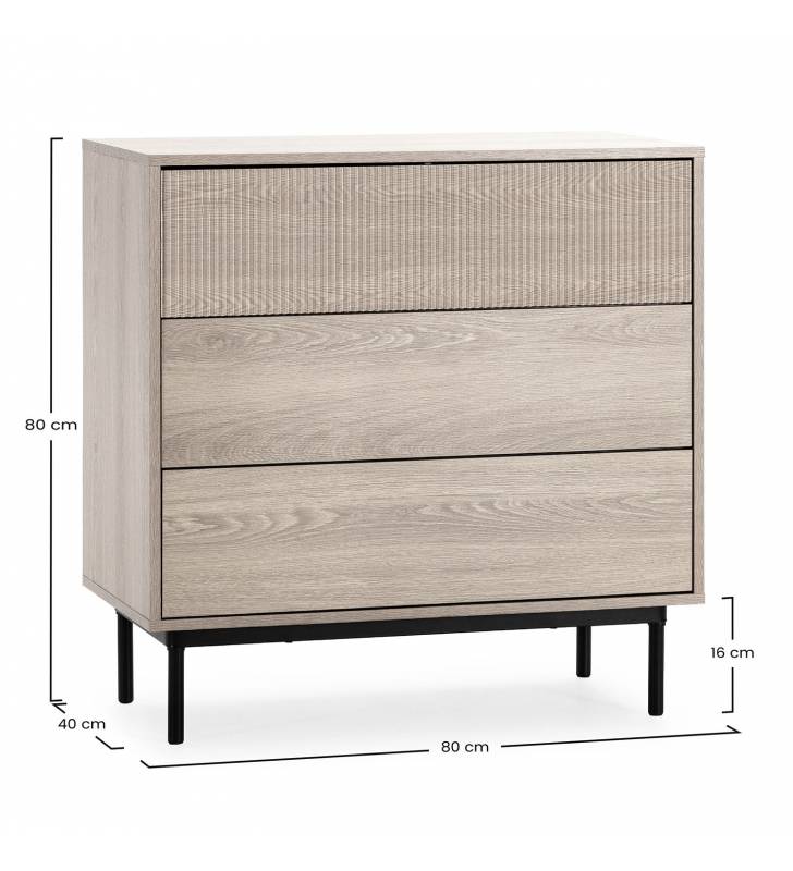 Cómoda Dormitorio Roble Eleanor Top Mueble Dimensiones