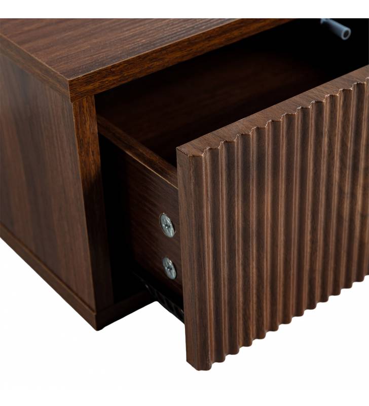Mesita de Noche Flotante Nogal Eleanor Top Mueble Detalle