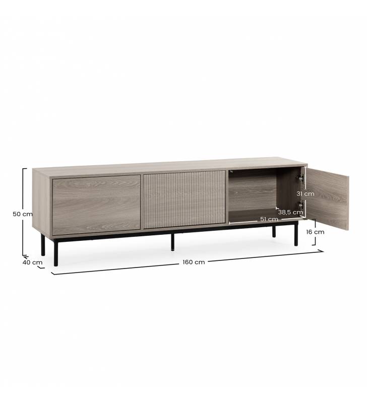 Mueble TV 160 cm Roble Eleanor Top Mueble Dimensiones
