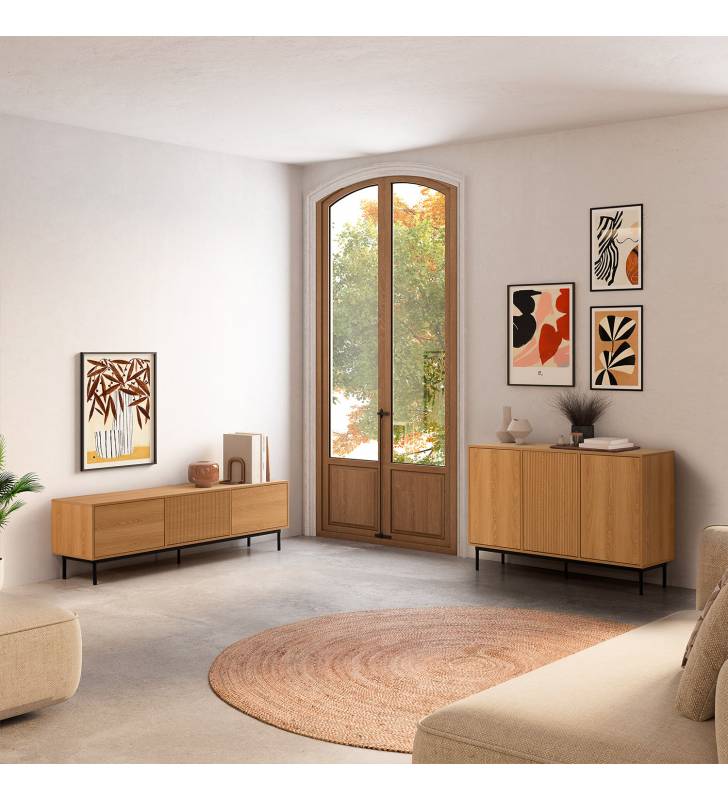 Aparador 120 cm Roble Eleanor Top Mueble Ambiente Completo
