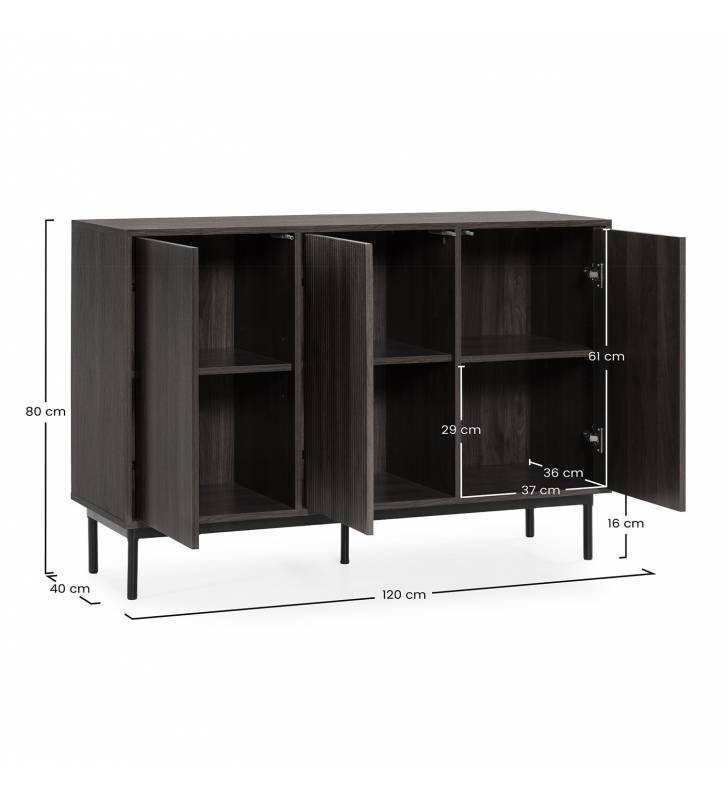 Aparador 120 cm Nogal Eleanor Top Mueble Dimensiones