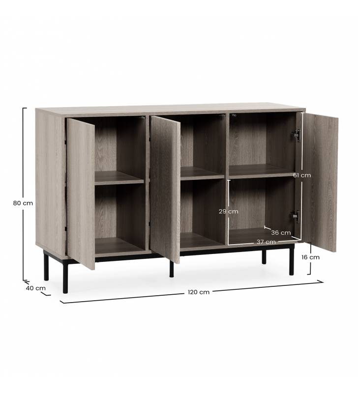 Aparador 120 cm Roble Eleanor Top Mueble Dimensiones