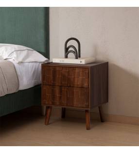 Mesita de Noche Nogal 45 cm Elizabeth Top Mueble Ambiente