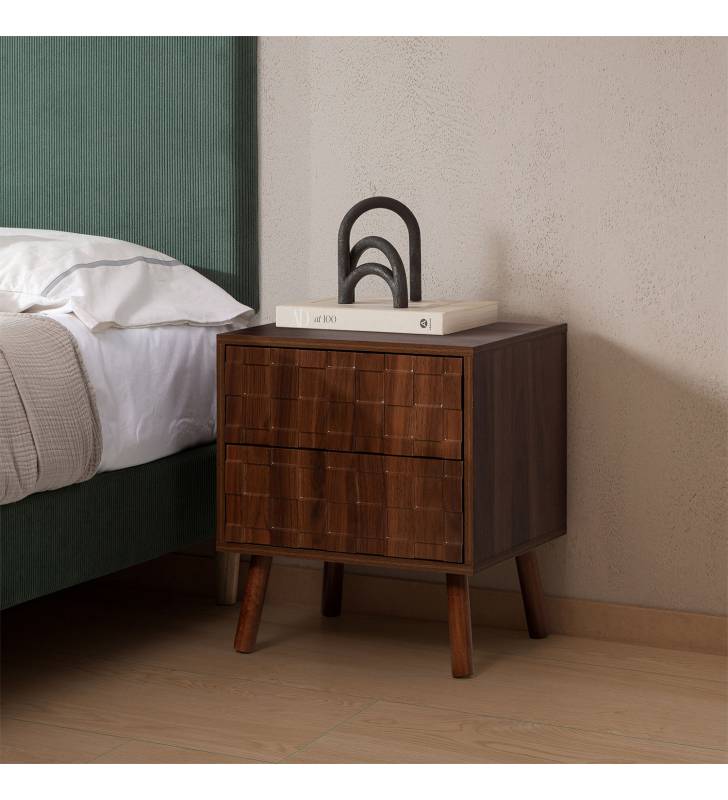 Mesita de Noche Nogal 45 cm Elizabeth Top Mueble Ambiente