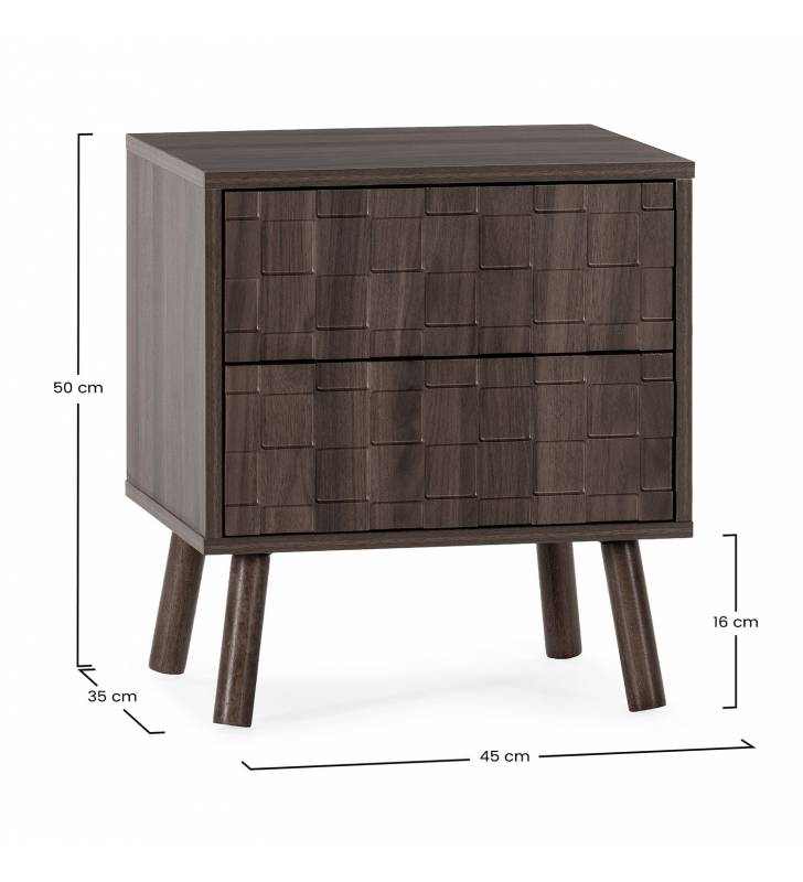 Mesita de Noche Nogal 45 cm Elizabeth Top Mueble Dimensiones