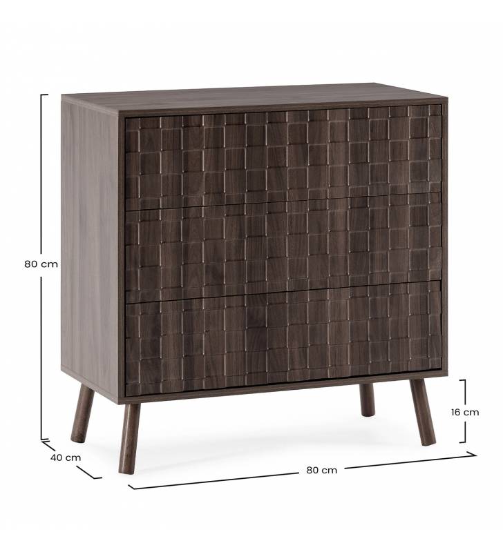 Cómoda Nogal 3 Cajones Elizabeth Top Mueble Dimensiones