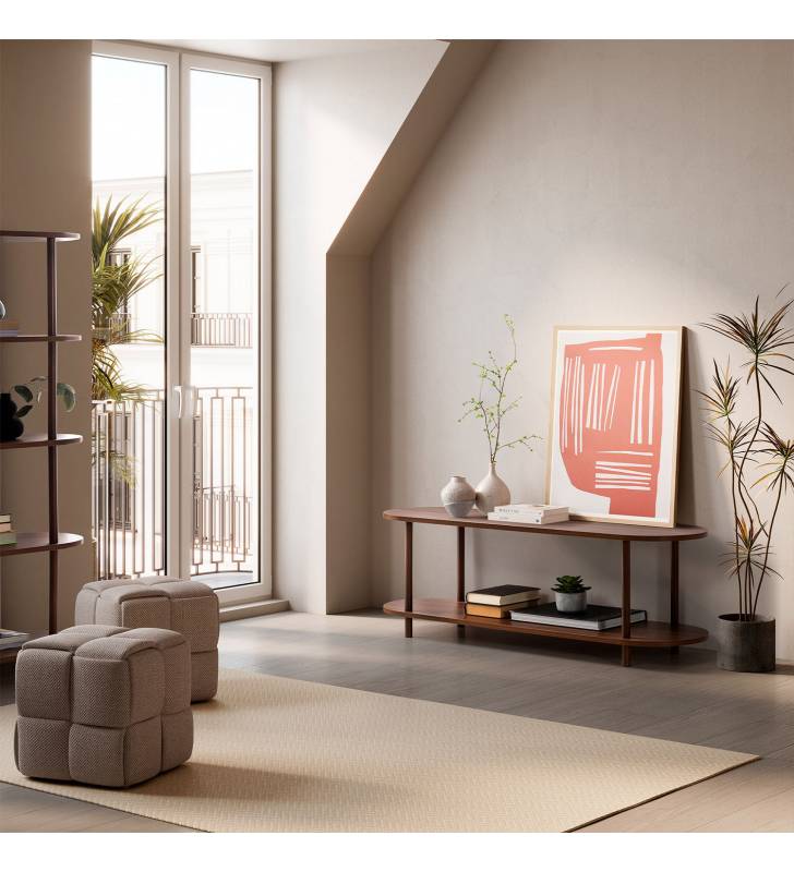 Mueble Tv Minimalista Nogal Hannah Top Mueble Ambiente