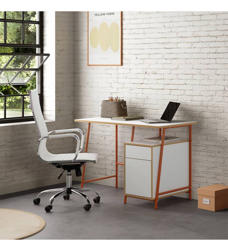 Escritorio con Cajones Blanco Naranja Gabriella Top Mueble Ambiente