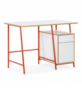 Escritorio con Cajones Blanco Naranja Gabriella Top Mueble
