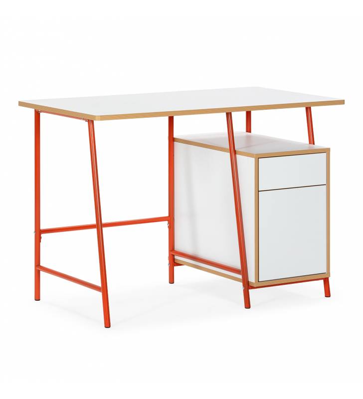 Escritorio con Cajones Blanco Naranja Gabriella Top Mueble