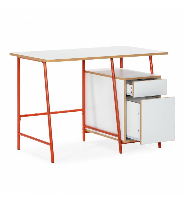 Escritorio con Cajones Blanco Naranja Gabriella Top Mueble 2