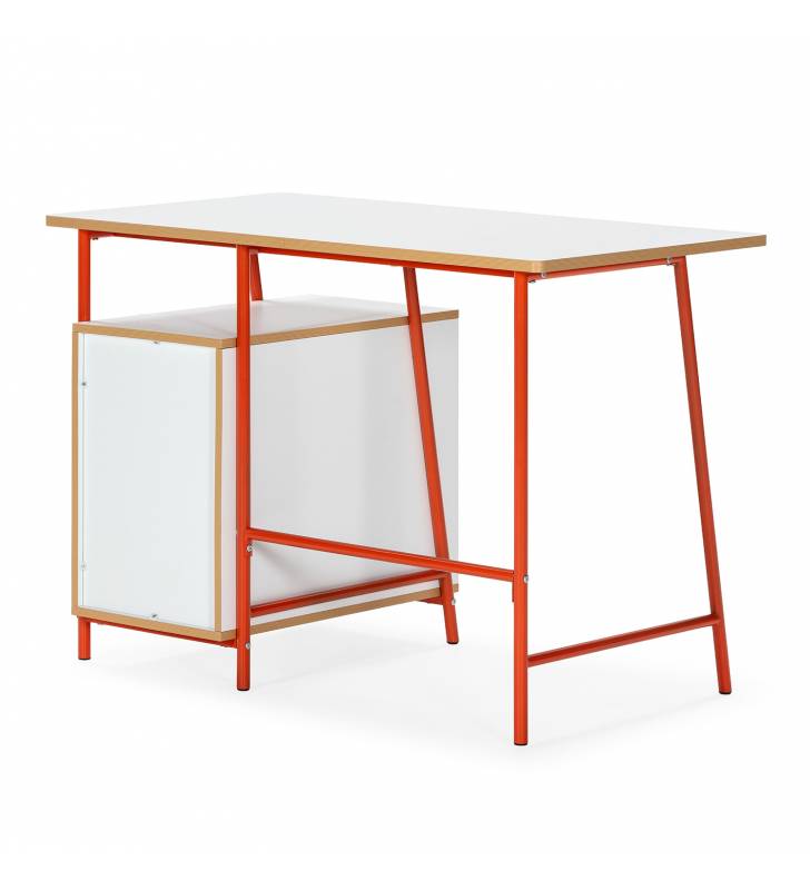Escritorio con Cajones Blanco Naranja Gabriella Top Mueble 5