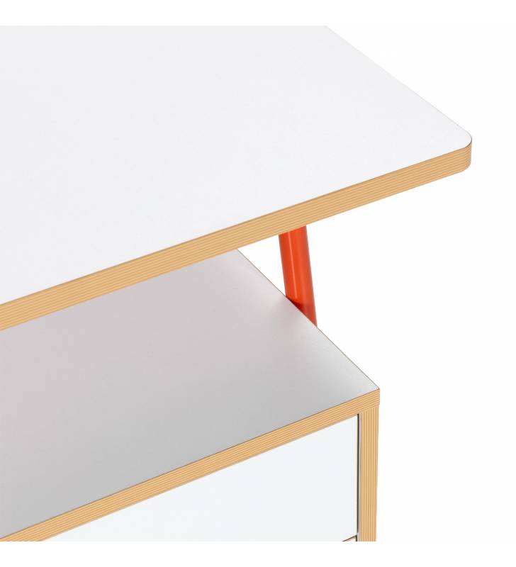 Escritorio con Cajones Blanco Naranja Gabriella Top Mueble Detalle