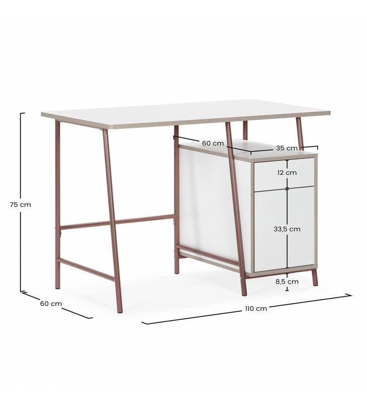 Escritorio con Cajones Blanco Naranja Gabriella Top Mueble Dimensiones