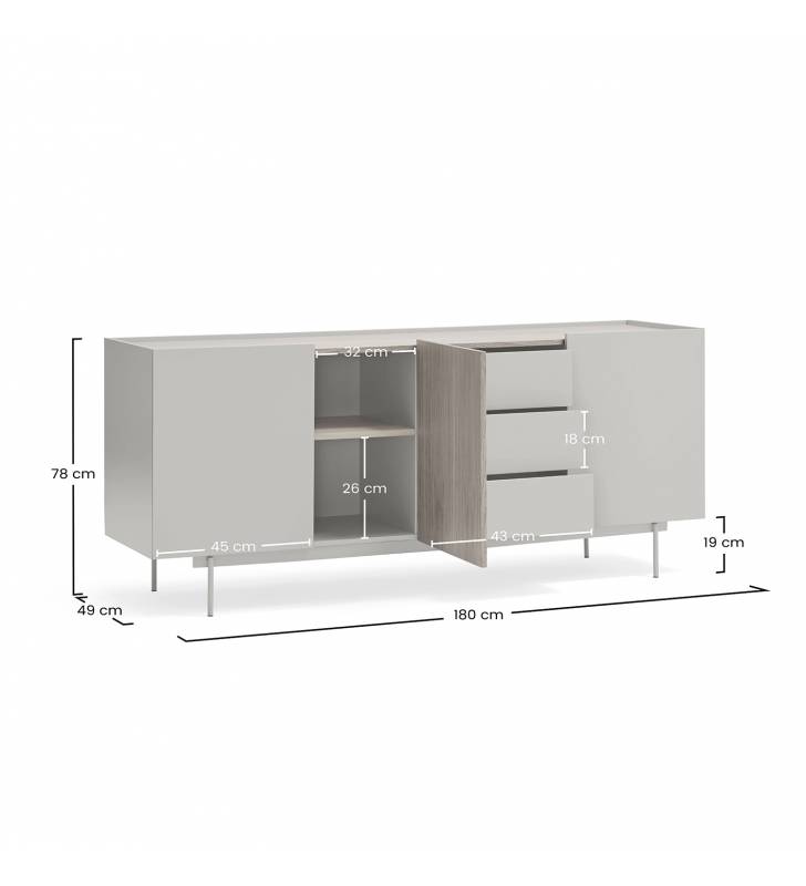 Aparador 180 cm Arena Otto Top Mueble Dimensiones