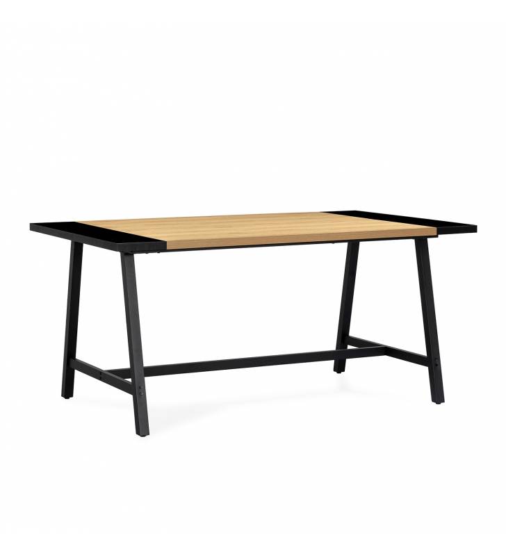 Mesa Comedor 160 cm Roble Negro Skog Top Mueble