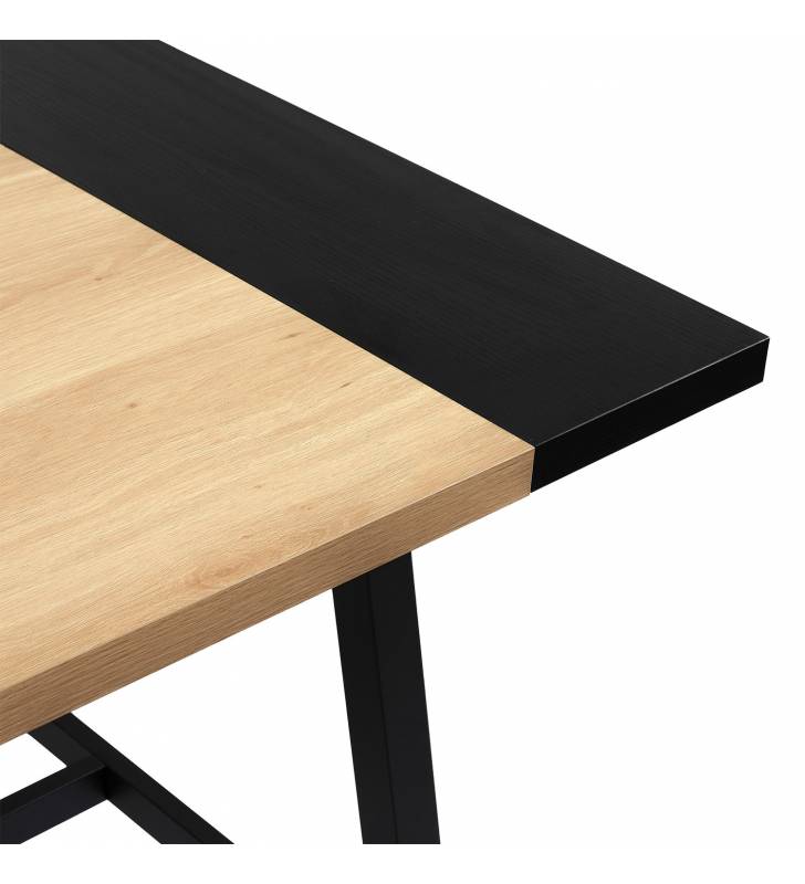Mesa Comedor 160 cm Roble Negro Skog Top Mueble Detalle