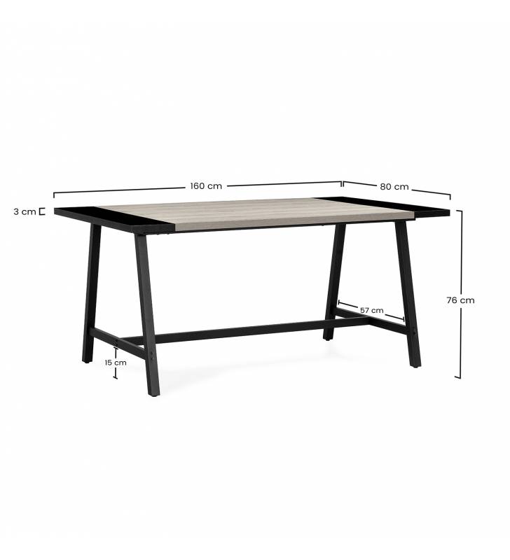 Mesa Comedor 160 cm Roble Negro Skog Top Mueble Dimensiones
