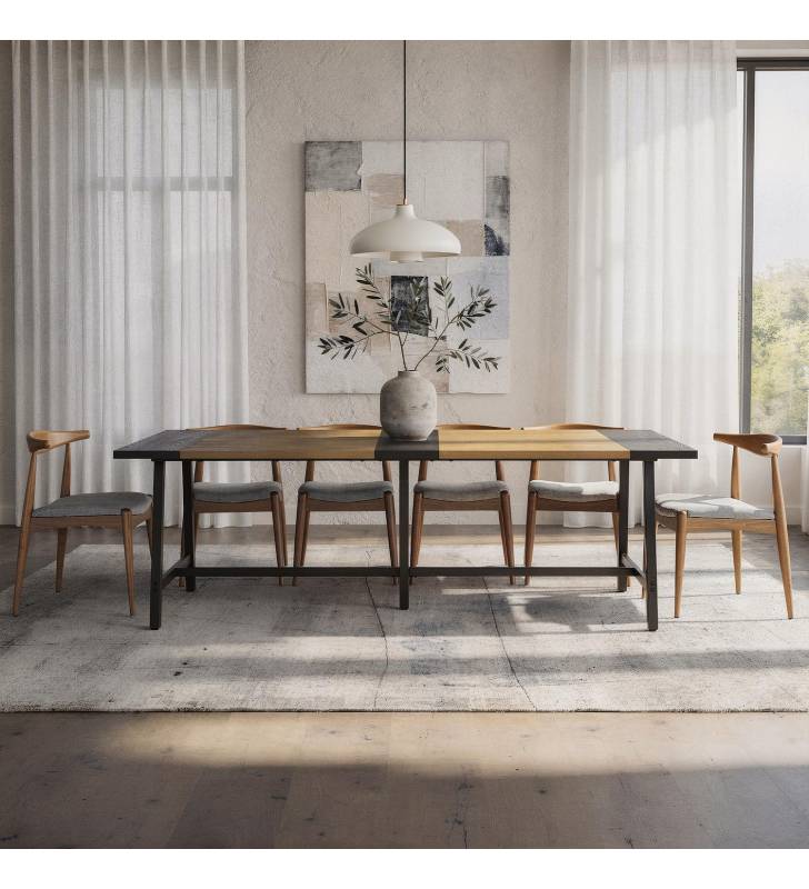 Mesa Comedor 240 cm Roble Negro Skog Top Mueble Ambiente