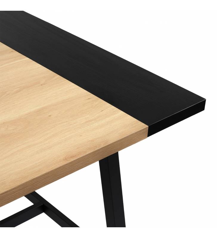 Mesa Comedor 240 cm Roble Negro Skog Top Mueble Detalle