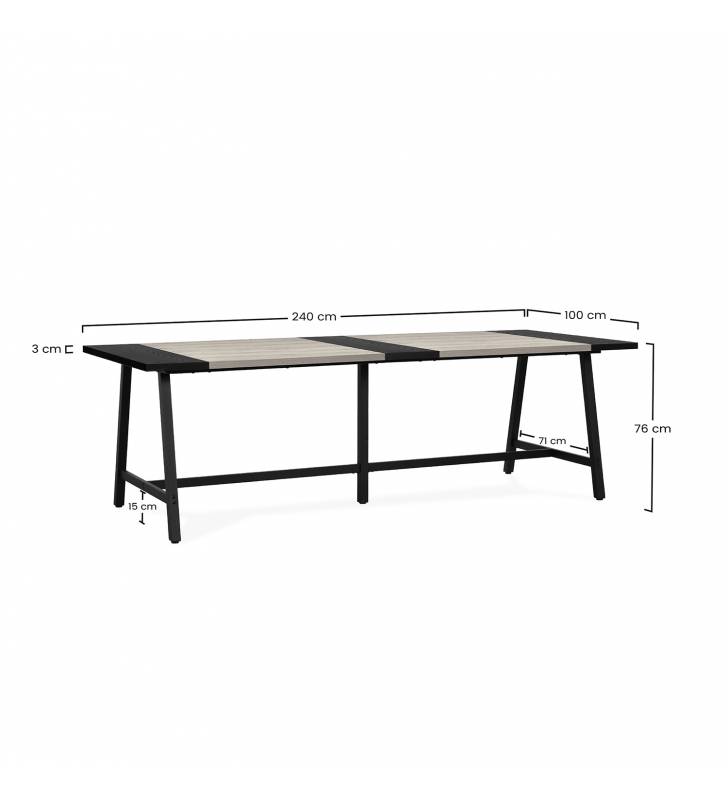 Mesa Comedor 240 cm Roble Negro Skog Top Mueble Dimensiones