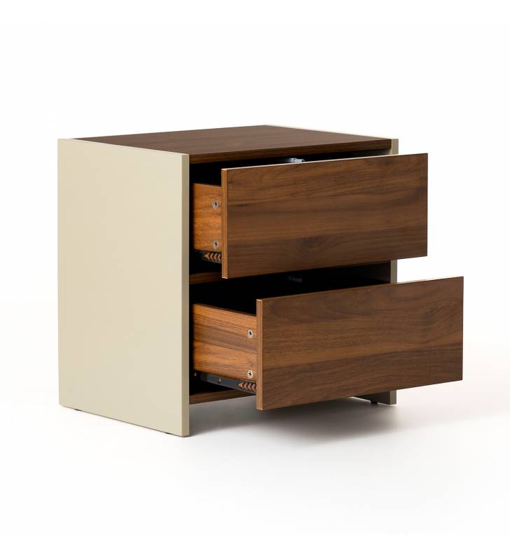 Mesita de Noche Bicolor Nogal Crema Sannah Top Mueble 2