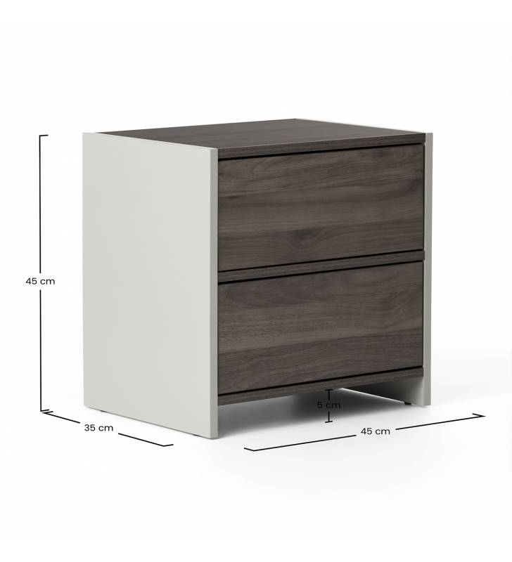 Mesita de Noche Bicolor Nogal Crema Sannah Top Mueble Detalle