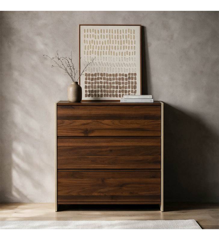 Cómoda 80 cm Ancho Nogal Crema Sannah Top Mueble Ambiente