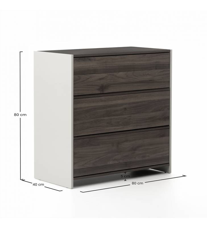 Cómoda 80 cm Ancho Nogal Crema Sannah Top Mueble Dimensiones
