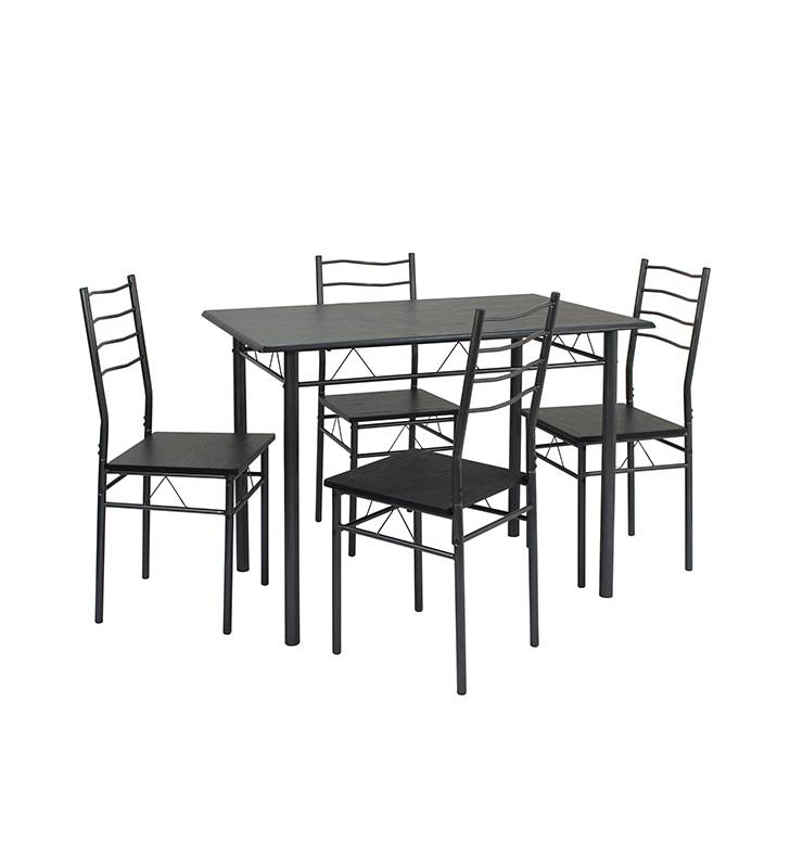 Mesa y 4 sillas Comedor Lima negro Topmueble 1