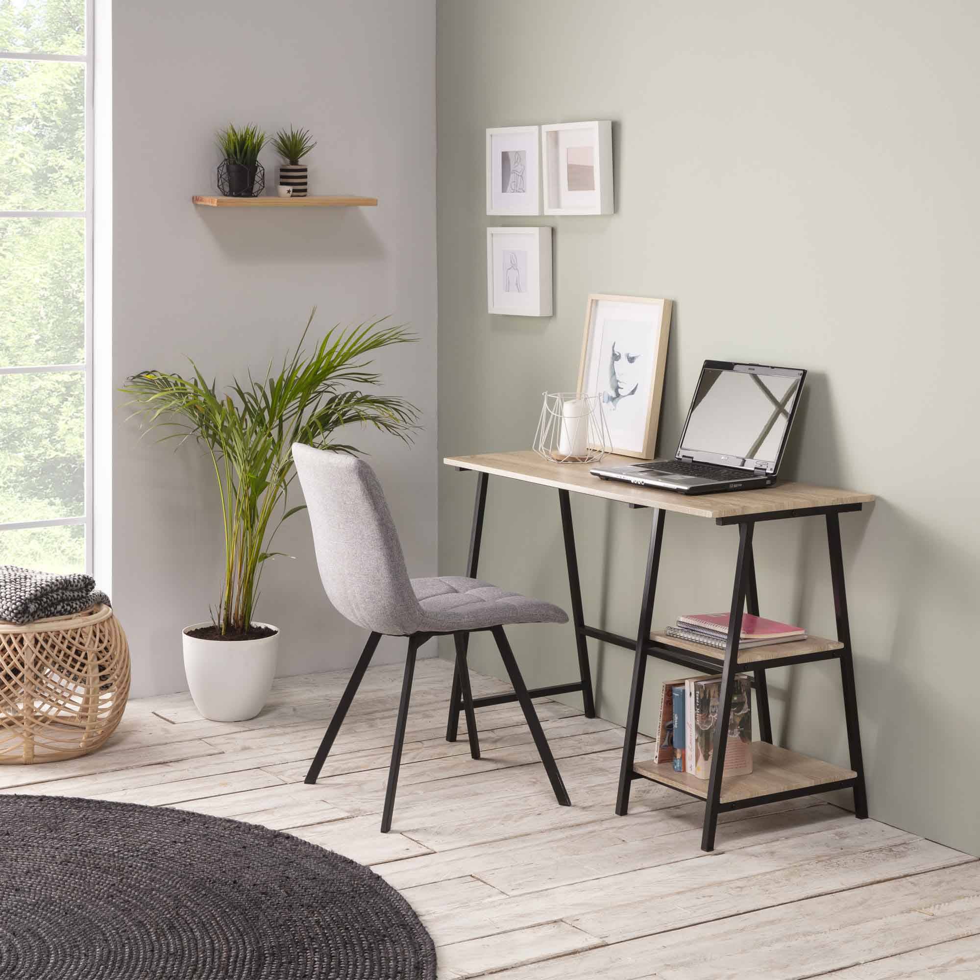 Muebles Modernos de diseño, Mesa escritorio lacado blanco estructura acero  negro