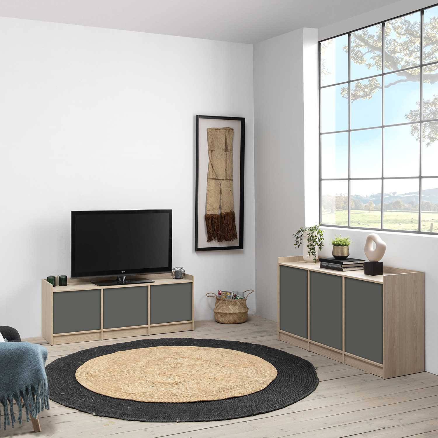 Muebles de salón completo en color roble natural