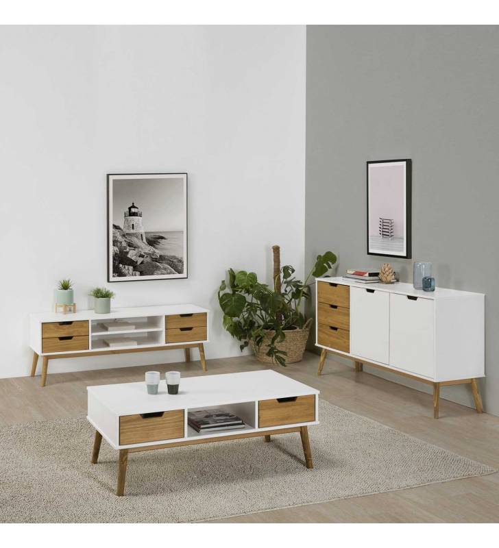 Conjunto muebles de Salón Java Blanco TopMueble