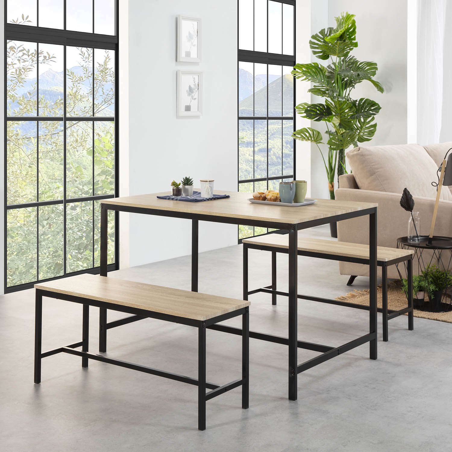 Mesa y bancos comedor Lisboa | Top Mueble